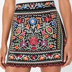 Lulus Don't Stop the Party Black Embroidered Mini Skirt - Size L